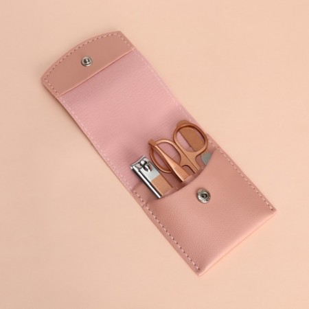 Manicure set, 4 items, in case, pink color-5