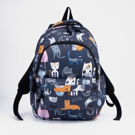 Set of a youth backpack from textiles, a shoper bag, blue color-1