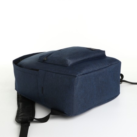 Youth backpack from textiles on lightning, 3 pockets, blue color-4