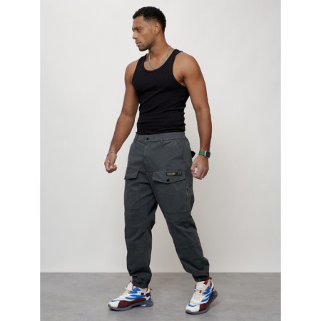 Cargo jeans men, size 52, dark gray color-1