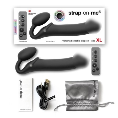 Vibrostron Strap-on-me with 3 engines, black, XL, 18 cm-2