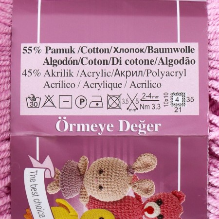 Yarn "Cotton Gold" 55% cotton, 45% acrylic, 330m/100g (98 pink)-3