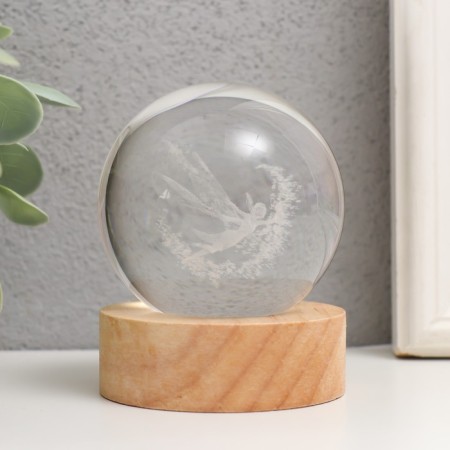 Souvenir glass backlight "Fairy" d = 6 cm stand wood, usb 6.5x6.5x7.5 cm-4