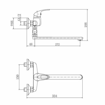 Fashun A2115 bath mixer, one -leaf, pour 270 mm, with a shower set, chrome-1
