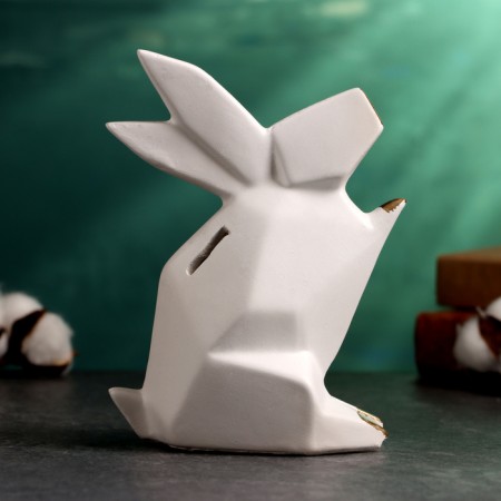 Piggy bank "Hare Origami" Bely, 18 x13x10cm-3