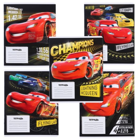 Notebook in a line of 18 sheets, 5 types of mix, cover coated cardboard, cars-2