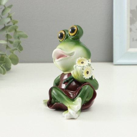 Figure "Frog with chamomile" 7x9.5x11.5cm-1