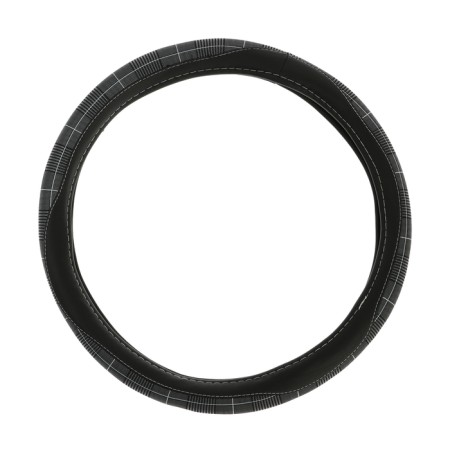 Braid on the steering wheel Nova Bright eco -leather, black, gray inserts, white line, m-2