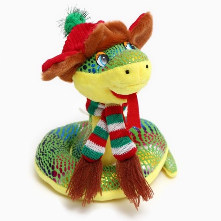 Soft toy "Snake", in a hat ear and a scarf, 15 cm-4