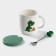 Ceramic mug with a lid and a spoon "Dino", 320 ml, Mix drawing