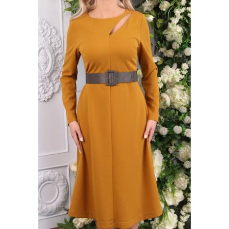 Female dress, size 48, mustard color-6