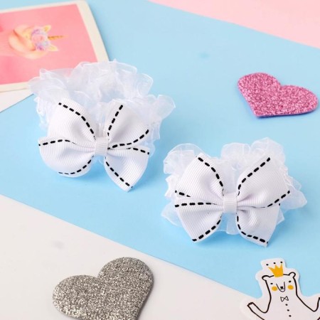 Hair elastic band "Ryushi" (set 2 pcs) strokes, black and white-1