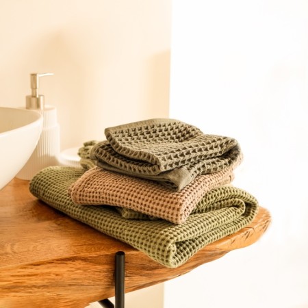 Waffle towel SL Home: Basic "Oliva" 30x60 cm, 100% cotton, 340 g/m2-3