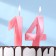 Candle in the cake jubilee "line" (set 2 in 1), number 14/41, pink metallic, 6.5 cm