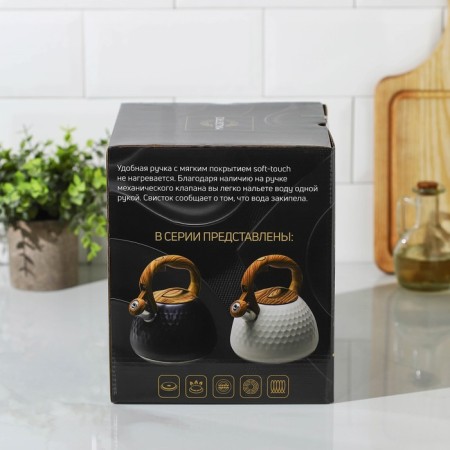 A kettle with a stainless steel whistle Magistro Heat, 3 L, TRS, Induction, Soft-Touch Hand, Black Color Black-4