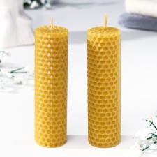 A set of candles from honey wax, 12 cm, 2 pcs