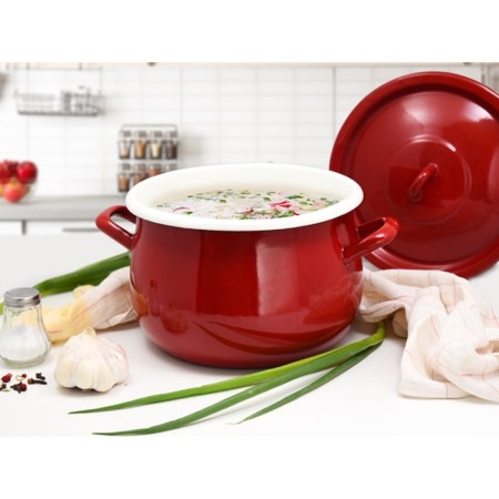 Pan with a lid, d = 20 cm, induction, red color-8