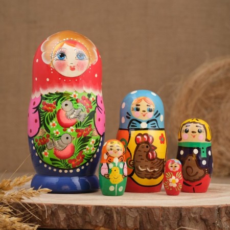 Matryoshka "Compound", birds, 5 puppet, 15 cm, mix
