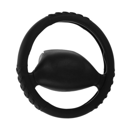 Braid on the steering wheel Nova Bright eco -leather, black, curly rubber inserts, m