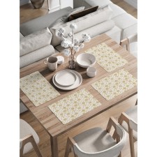 A set of napkins for setting the Golden Snowflake table, rectangular, rounded edges, size 30x46 cm, 4 pcs