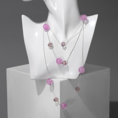 Beads "Caramel", bead No. 16, color pink-violet in gold, 54 cm-4
