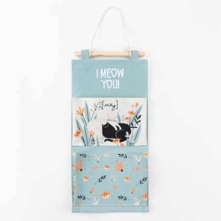 Pocket Textile Ethel "I Meow You" 2 departments, 41x20 cm-1