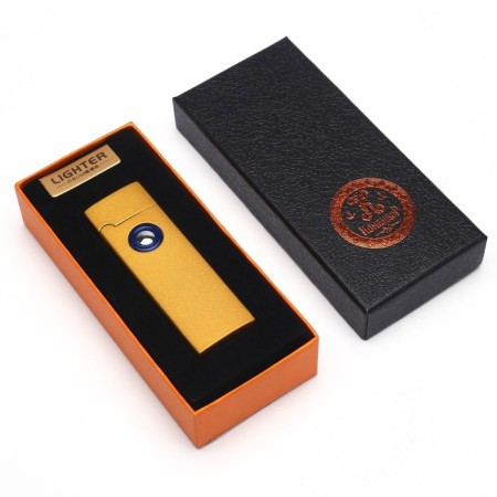 Electronic lighter in a gift box, USB, spiral, 2.5 x 8 cm, gold-4