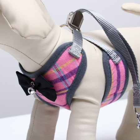AMUNICE COMMUNICAL with soft harness, XL, leash 120 x 1.5 cm, Osh 38-52 cm, OG 42-60 cm, pink 78-3