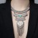The necklace "Hestia" leaflet, blue color in silver, 35 cm