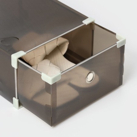 Shoe storage box Large Size shares, 22 × 34 × 13 cm, 3 pcs, black color-5