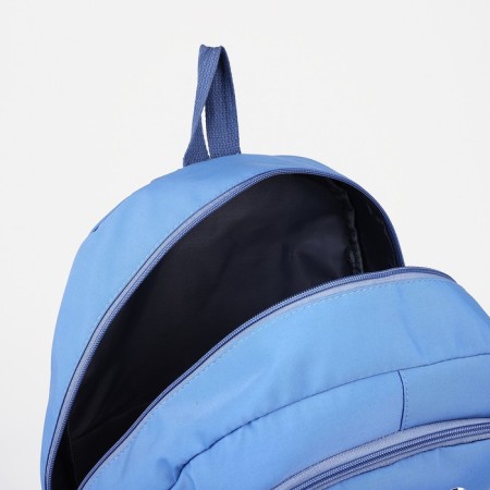 School backpack from textiles on lightning, 3 pockets, blue color-5