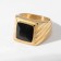 Male ring "ring" relief, black color in gold, 19 size