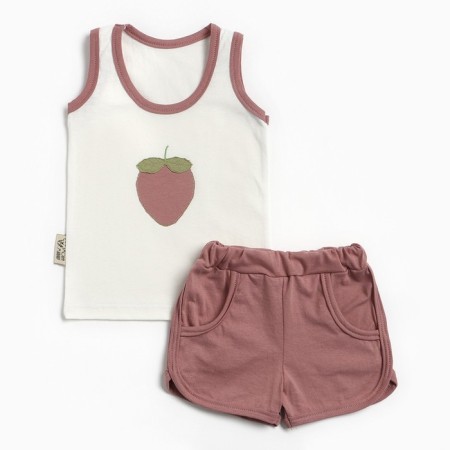 Set (T -shirt/shorts) children, strawberry color/powder, height 86 cm