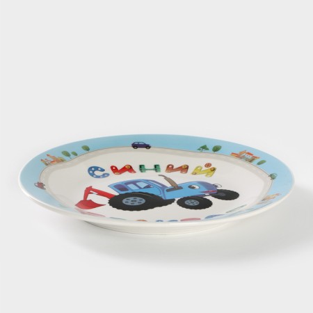 A set of children's dishes from ceramics “Blue Tractor”, 3 objects: 240 ml mug, bowl d = 18 cm, plate d = 19 cm-6