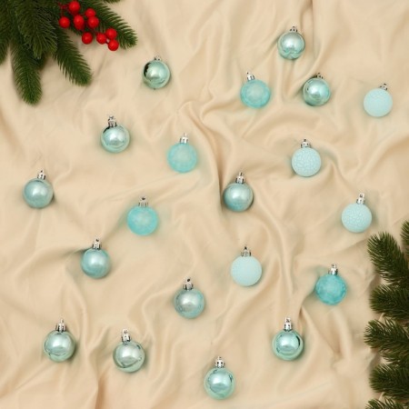 Set of balls plastic D-4 cm, 20 pcs "Tradition" crack, blue
