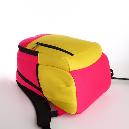 School backpack, 2 lightning departments, 3 pockets, pink/yellow color-4