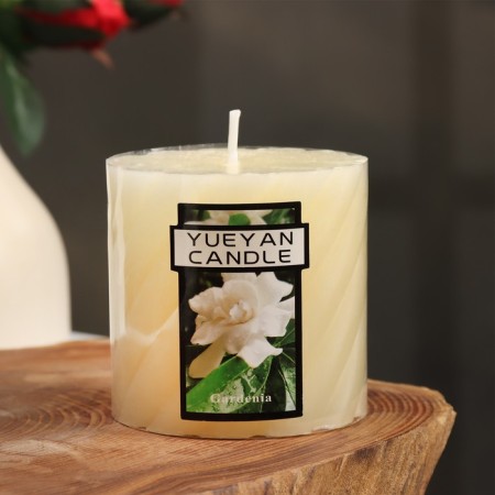 Candle-cylinder aromatic twisted "Jasminovid Madren", 7.5x7.5 cm-2