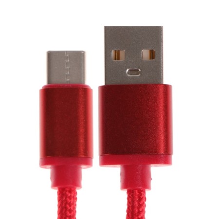 Cable Oxion DCC259, Type -C - USB, 2 A, charging + data transfer, 1.3 m, braid, red-1