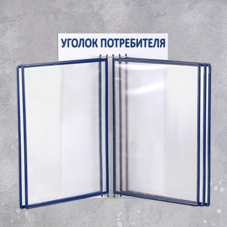 Information stand "Consumer Corner" Dispersing system for 5 A4 pockets, blue color-1
