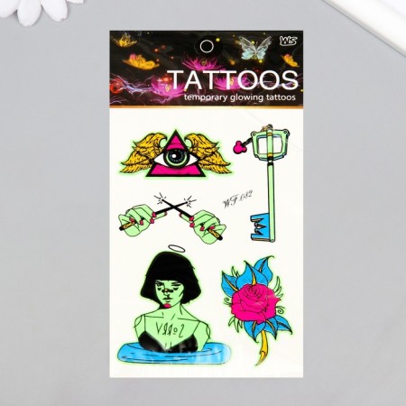 Tattoo on the body phosphorus color "Secrets and Conspirology" 14.3x7.5 cm-2