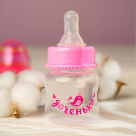 A bottle for feeding "daughter", a classic throat, with a rattle, 60 ml., 0 months, pink color-6