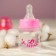 A bottle for feeding "daughter", a classic throat, with a rattle, 60 ml., 0 months, pink color