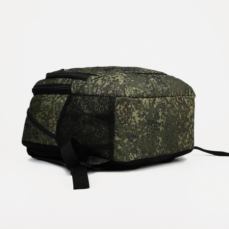 Male backpack with reflective elements, “saxi”, 2 parts on zippers, 4 external pockets, khaki color-4