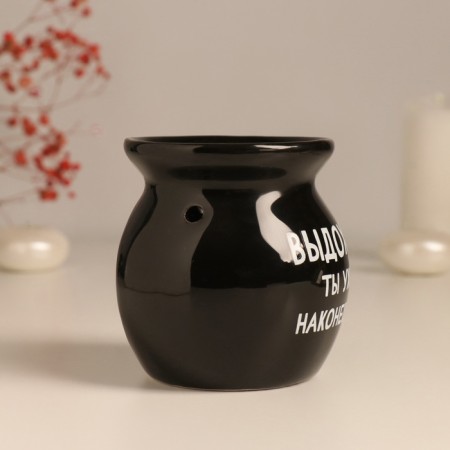 Aroma lamp ceramics "exhale you are finally" black 7.2x7.2x7.8 cm-3