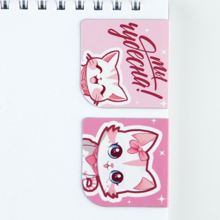 Magnetic bookmarks 2 pcs, 4x4cm, on the substrate "You are wonderful"-1