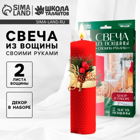 Set for creating a candle from wax with decor "spruce branch"