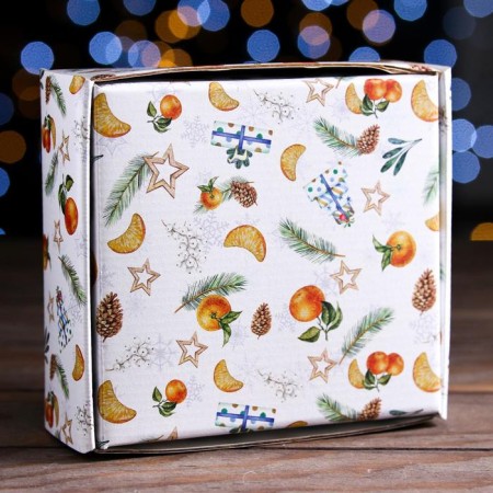 Gift box, lid is, with the “New Year mood” window, 14.5 x 14.5 x 6 cm-1