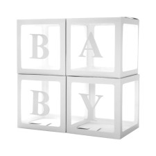 A set of boxes for Baby balloons, white, 30x30x30 cm, 4 pcs.
