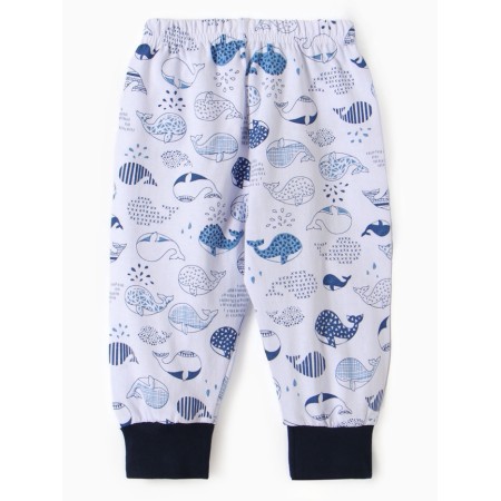 Children's pants "whales", white/blue color, height 68 cm-3