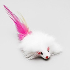 Natural fur mouse, 7.5 cm, white